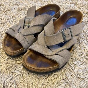 Birkenstock Lugano 38 Gray Soft Footbed 7 7.5